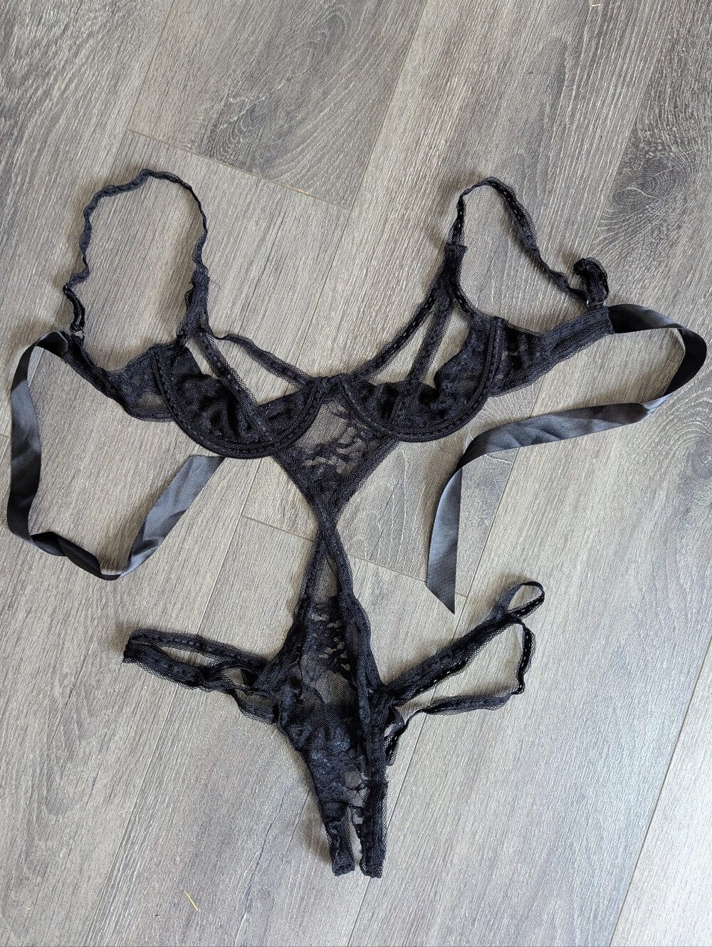 Black Lace Strappy Lingerie Teddy